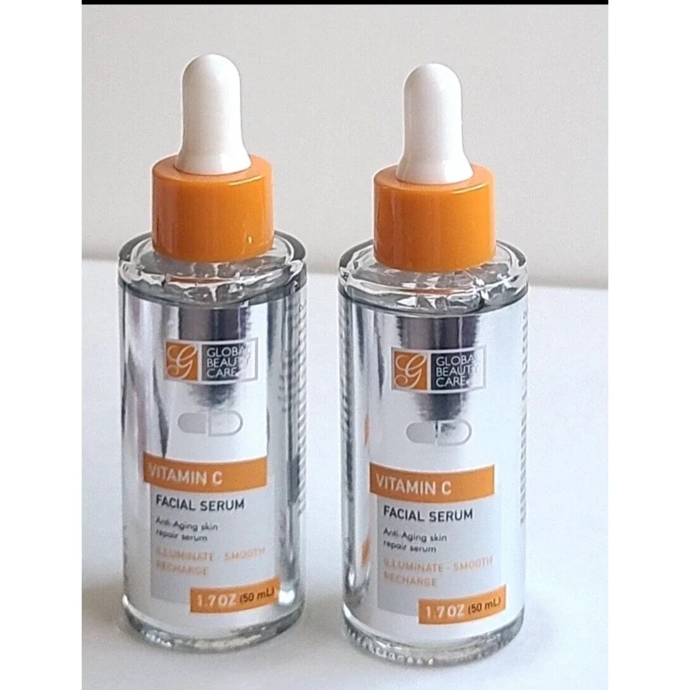 Global Beauty Care Vitamin C Facial Serum Anti-Aging Skin Repair 1.7oz 2 Pack